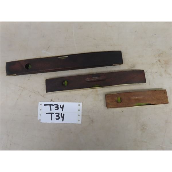 3 Vintage Antique Marples Boat Shaped Spirit Levels ; 12", 10" + 6" - Beautiful 