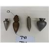 Image 1 : 4 Antique Plumb Bobs ; Stanley No. 2 Plumb Bob- appears to be Type 2? 