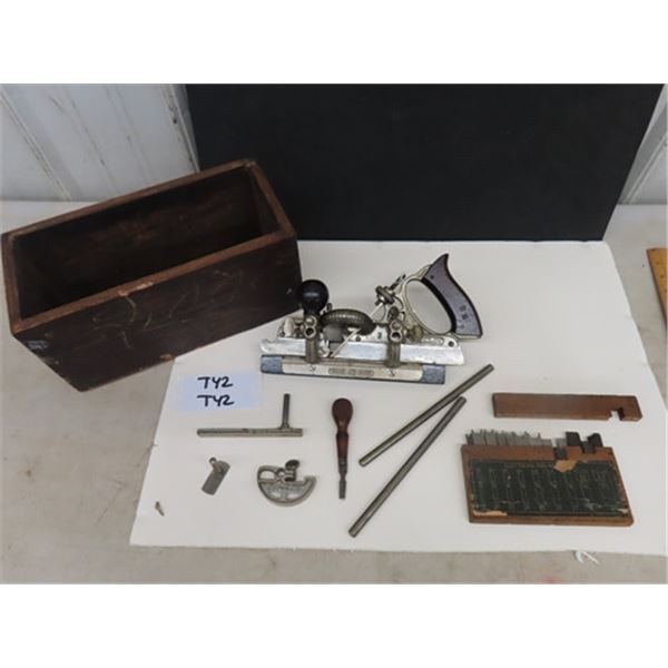 Antique Vintage Stanley #45 Combination Plane w Blades + Box- Complete.  