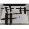 Image 1 : 3 Antique Vintage Wooden Clamps by Bliss Manufacturing Co. The 2 smaller