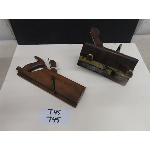 Antique European screw arm plow plane with brass tips, marked W. DIBB, 