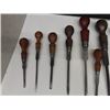 Image 2 : 19 Antique Cabinet Screwdrivers, graduated in size.  All wooden handled - 