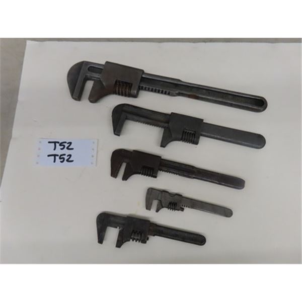 5 Antique Adjustable Wrenches (monkey wrenches); 14” is Fairmont, USA +  