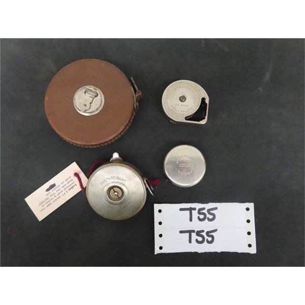 4 Vintage Tape Measures: Largest is a 50 ft. from Lufkin Rule Company of Barrie 