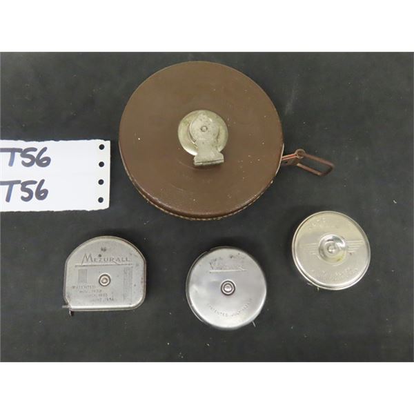 4 Vintage Tape Measures-  all manufactured in the USA: 50' ‘Junior Metallic’ 
