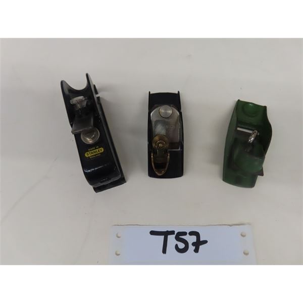 3 Vintage Antique Small Planes:  Largest at 4” is a Stanley Bullnose Plane - 