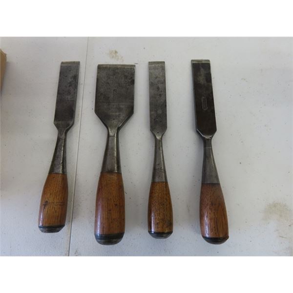 4 Antique Vintage Woodworking Stanley “Everlasting “Chisels.  All 4 have a