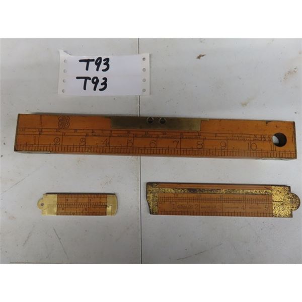 1 Vintage Boxwood + Brass Ruler/Spirit Level 12” long.  In very good condition. 