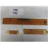 Image 1 : 1 Vintage Boxwood + Brass Ruler/Spirit Level 12” long.  In very good condition. 