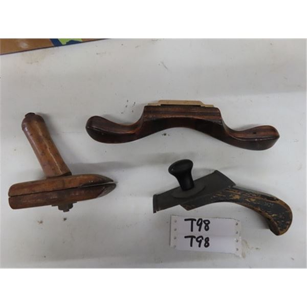 3 Vintage Antique Scrapers Spokeshave:  (1) 12” is made of laminated wood with 