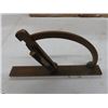 Image 4 : Antique Vintage Heavy Brass Protractor Inclinometer with homemade wooden box.