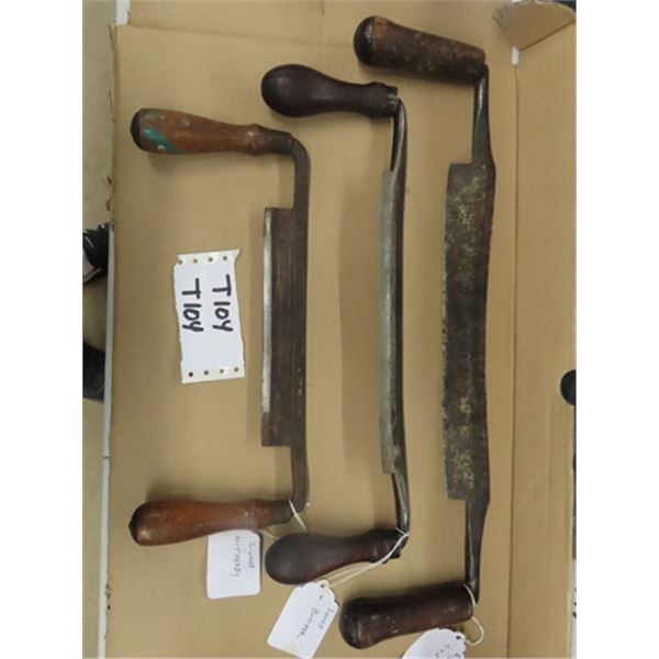 3 Vintage Antique Draw Knives: Largest is 21” long The blade is 12” wide -appears 