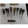 Image 1 : Lot of 6 Vintage Antique Awls plus a small wood chisel and knife for leather or 