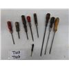 Image 1 : Lot of 9 Vintage Antique Small Head Flat Screwdrivers- Range in length from 11” to 3”. 