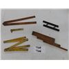 Image 1 : 4 Vintage Antique Wooden Rulers plus a parallel rule; (1) Longest at 6” is a uniquely