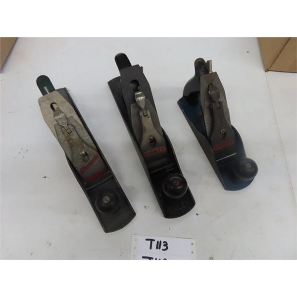 3 Antique Vintage Planes:   (1) 9’’ is a Stanley No. 4 with blue base + sweetheart blade -