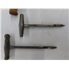 Image 2 : 7 Auger Hand Boring Bits. Antique Primitive. 2 of them are all metal auger boring 