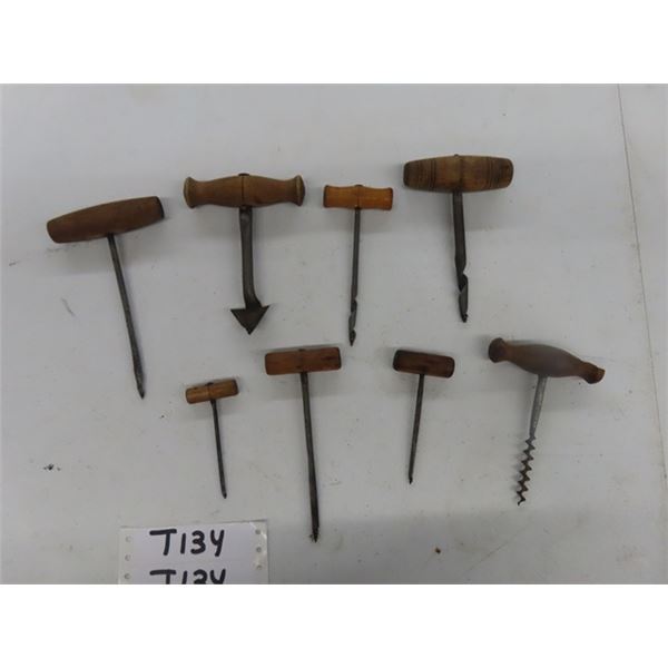 8 Antique Vintage Auger Hand Boring Bits. Various sizes and makers. Would