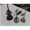 Image 7 : A lot of 7 Vintage Antique Oil Can Thumb Pump Oilers.  The squarish one is 