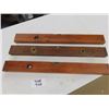 Image 1 : 3 Vintage Antique Wooden Spirit levels, each with some brass on the plate + 