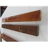 Image 3 : 3 Vintage Antique Wooden Spirit levels, each with some brass on the plate + 