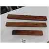 Image 1 : 3 Vintage Antique Wooden Spirit levels, each with some brass: Longest is 26” 