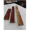 Image 8 : 3 Vintage Antique Wooden Spirit levels, each with some brass: (1) is 28”  