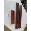 Image 1 : 3 Vintage Antique Wooden Spirit levels, each with some brass:(1)  is 26” made 