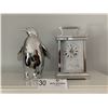 Image 1 : Chrome Bulova Mantle Clock and Penguin