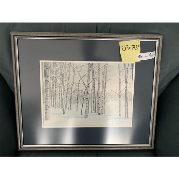 Framed Original Watercolour of Winter Forest by Roma Newcombe (21" x 17.5")
