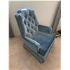 Image 3 : Blue Upholstered Arm Chair (34"H x 25"W x 26"D)