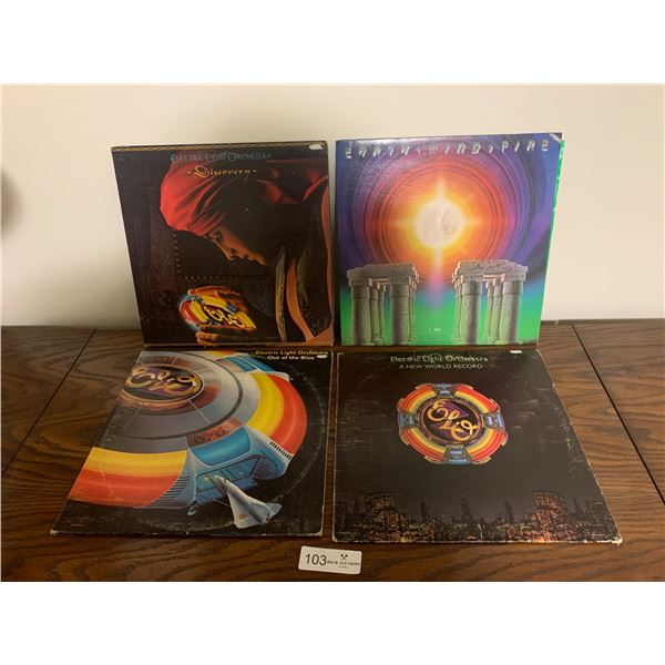 4 x Assorted Records - Earth, Wind, and Fire; Electric Light Orchestra
