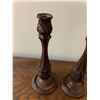 Image 3 : 2 x Hand-Carved Wooden Candle Holders (11.5"H)