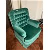 Image 2 : Teal Upholstered Arm Chair (37"H x 31"W x 32"D)