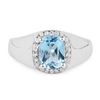 Image 1 : Plated Rhodium 1.15ct Blue Topaz and White Topaz Ring