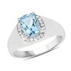 Image 3 : Plated Rhodium 1.15ct Blue Topaz and White Topaz Ring