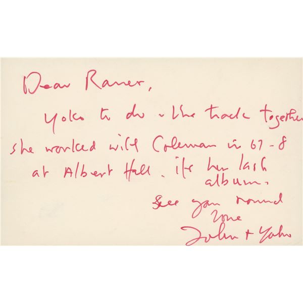 John Lennon signed note