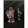 Image 1 : Vintage Fenton Pink Iridescent Carnival Glass Angel 6" Figurine & 30's Art Deco Windy Wendy Glass Fi