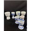 Image 2 : Collection Of Vintage Blue & White Egg Cups