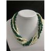 Image 2 : Genuine Pearl & Genuine Malichite Multi Strand Necklace