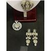 Image 2 : Vintage Collar Rhinestone Necklace, Brooch, Earrings