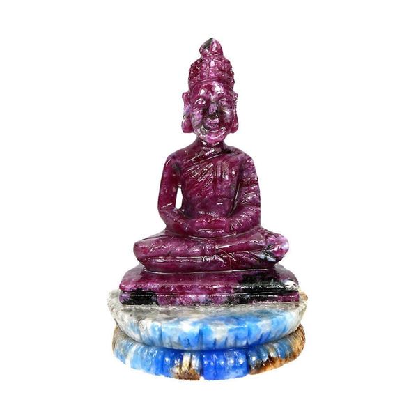 Natural Unheated Red Ruby Buddha Carving