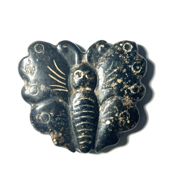 Antique Rare Chinese Black  Jade Butterfly Pendant