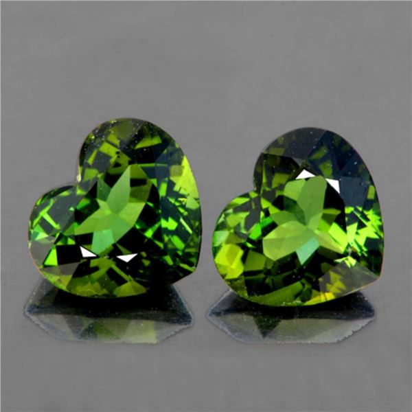 Natural Green Tourmaline Heart Pair 8.50 MM {Flawless-VVS}