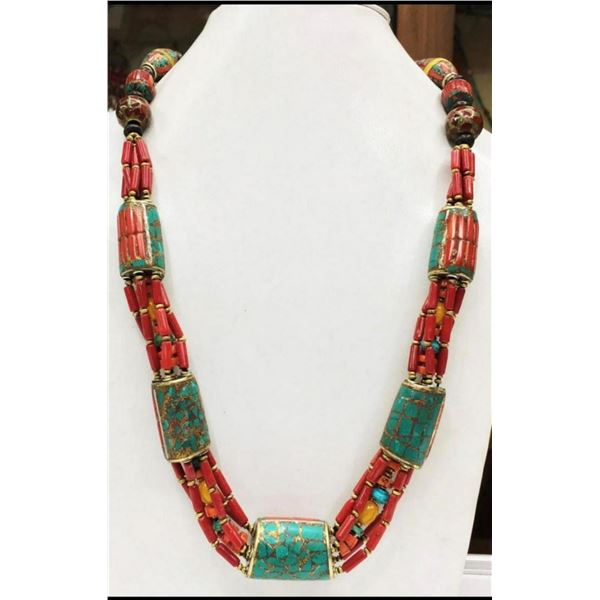 Tibet Natural Stone Tribal Queen Royal Necklace