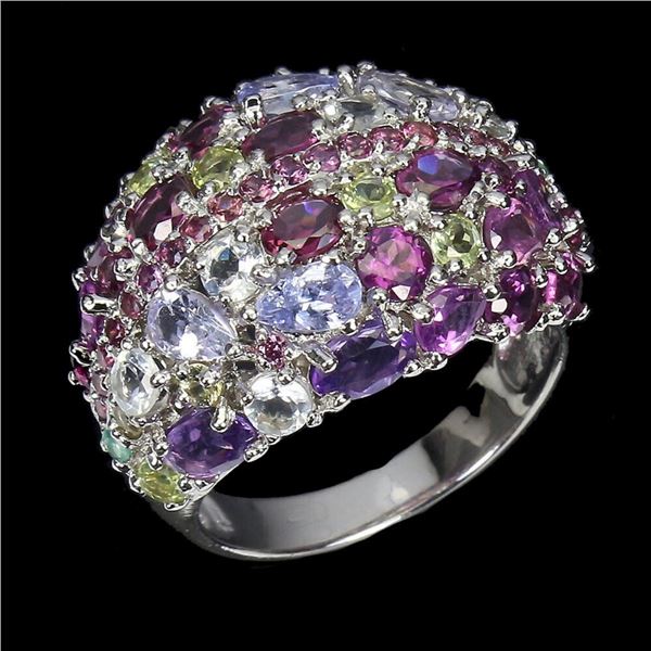 Natural Tanzanite Amethyst Aquamarine Ring