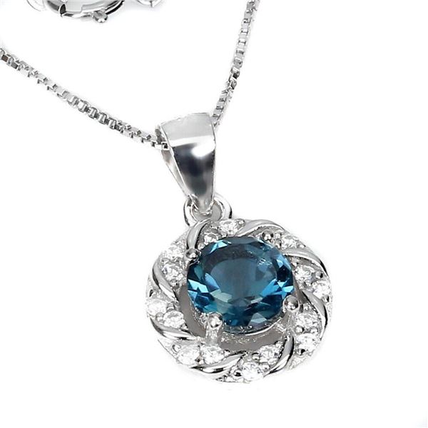 Natural London Blue Topaz Necklace