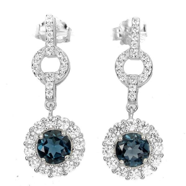 Natural London Blue Topaz  Earrings