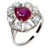 Image 1 : Natural Pigeon Blood Red Ruby & White Opal Ring
