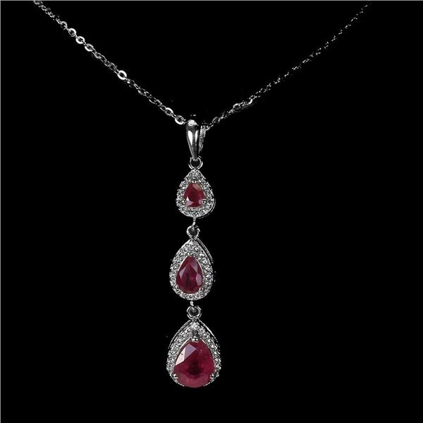 Natural Pigeon Blood Red Ruby Necklace